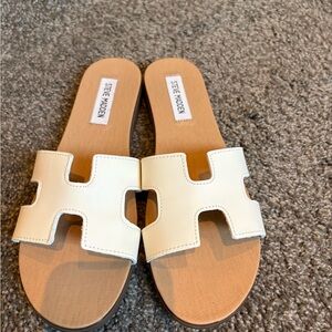 Steve Madden Cream Slide Sandals